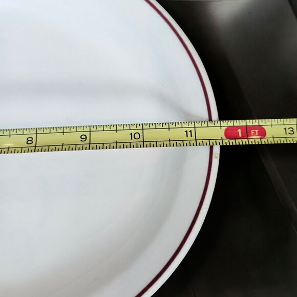 Vintage Homer Laughlin China Oval Restaurant Ware Platter Red/ Maroon Rim Set 4 - Picture 6 of 8